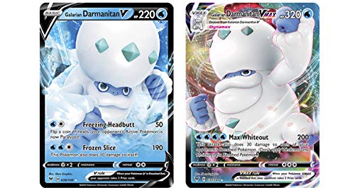 Pokemon Vmax Card Set - Galarian Darmanitan VMAX 37/185 & Galarian Darmanitan V 36/185 - Vivid Voltage - Ultra Rare Card Lot