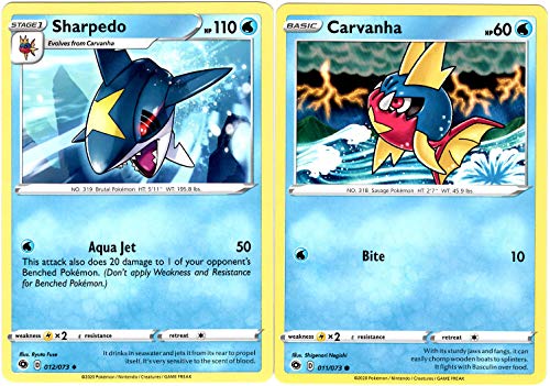 Pokemon Evolution Set - Sharpedo 012/073 & Caravanha - Champion's Path - 2 Card Lot