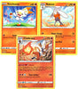 Cinderace Pokemon Evolution Card Set - Raboot & Scorbunny - Sword & Shield Libero 034/202 - Rare 3 Card Lot