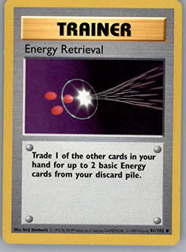 Pokemon Energy Retrieval Original Baset Set Trading Card 81/102 SHADOWLESS Uncommon Trainer NM to Mint