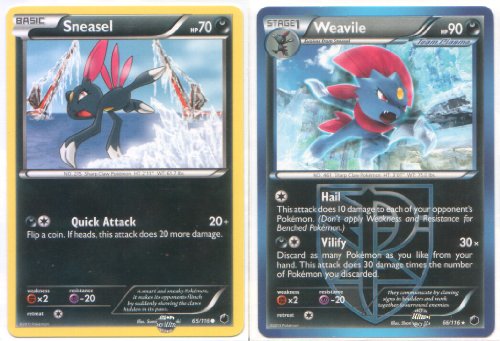 Pokemon Weavile and Sneasel - Rare Card Evolution Set (Plasma Freeze #65 and #66)