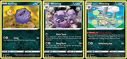 Chilling Reign Galarian Weezing - Evolution Card Set - Weezing & Koffing 096/198 - Rare 3 Card Lot