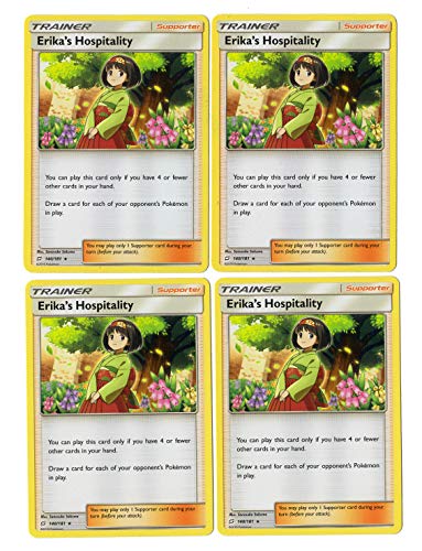 Pokemon Trainer Card Lot - Erika's Hospitality - Team Up 140/181 - Rare 4 Card Lot