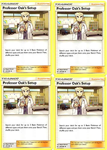 Pokemon Trainer Set - Professor Oak's Setup 201/236 - Sun Moon Cosmic Eclipse - 4 Supporter Card Lot