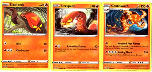 Pokemon Sword & Shield Evolution Set - Centiskorch & Sizzlipede 39/202 - Rare 3 Card Lot