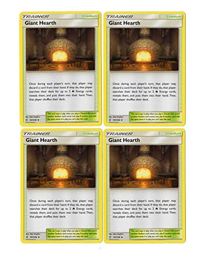 Trainer Card Set - Giant Hearth - 197/236 - Sun Moon Unified Minds - Stadium Card Lot x4