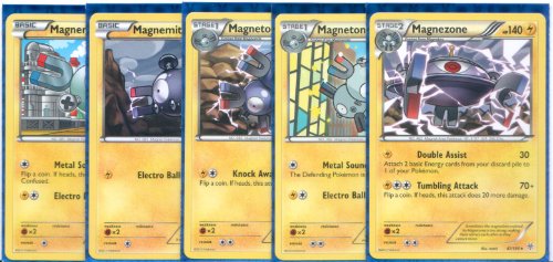 Magnezone, Magneton and Magnemite - Rare Pokemon Card Evolution Set (Plasma Storm #42, #43, #44, #45 and #47)