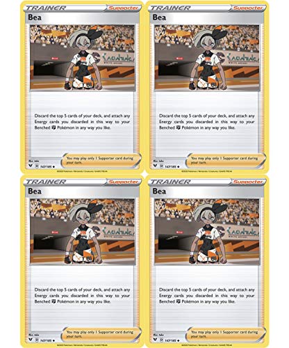 Pokemon Trainer Set - Bea 147/185 - Sun Moon Vivid Voltage - x4 Supporter Card Lot
