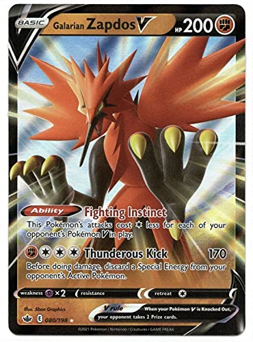 Galarian Zapdos V 080/198 - Ultra Rare - Chilling Reign - NM/M