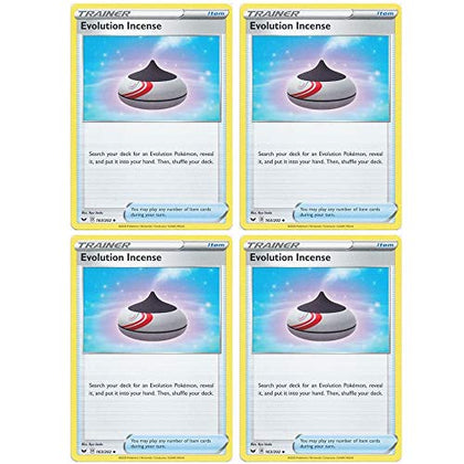 Pokemon Card - Evolution Incense - Sword and Shield Base - x4 Card Lot Playset - 163/202 Uncommon