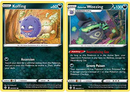 Pokemon Evolution Set - Galarian Weezing 042/072 & Koffing 041/072 - Shining Fates - Sword & Shield - Non Holo - 2 Card Lot