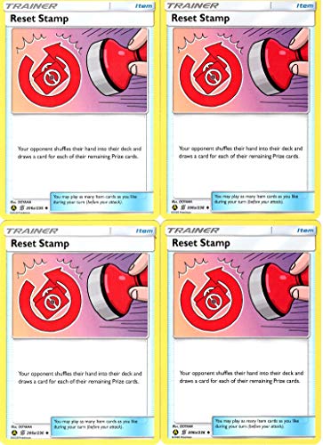 Pokemon Trainer Card Set - Reset Stamp - Unified Minds - 206a/236 - Trainer's Toolkit Exclusive (Alternate Art) - 4 Card Lot -