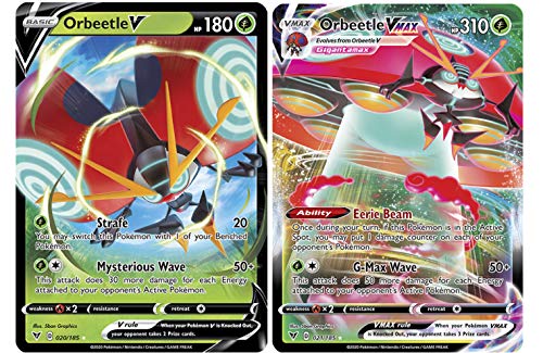 Pokemon Vmax Card Set - Orbeetle VMAX 21/185 & Orbettle V 20/185 - Vivid Voltage - Ultra Rare Card Lot