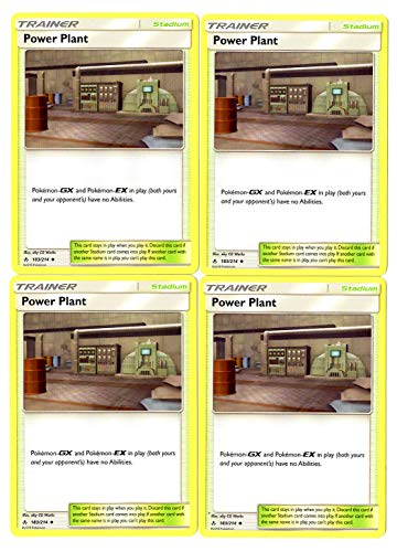 Trainer Card Play Set - Power Plant 183/214 - Stadium Card - Sun Moon Unbroken Bonds - 4 Card Lot