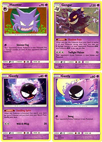 Pokemon Evolution Card Set - Gengar 70/214 - Sun Moon Unbroken Bonds - Rare 4 Card Lot
