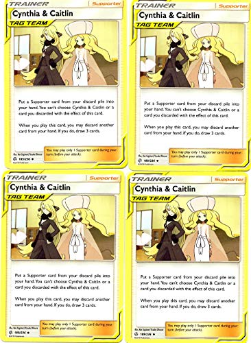 Pokemon Trainer Set - Cynthia & Caitlin 189/236 - Sun Moon Cosmic Eclipse - 4 Supporter Card Lot