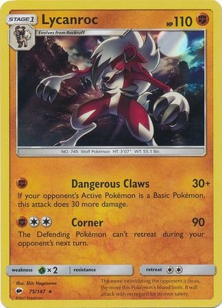 Lycanroc - 75/147 - Holo Rare - Sun & Moon: Burning Shadows