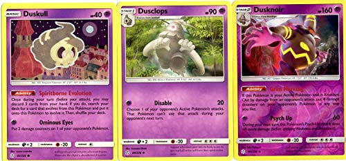 Pokemon Evolution Set - Dusknoir 85/236- Sun Moon Cosmic Eclipse - Rare - 3 Card Lot