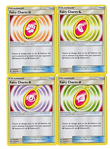 Fairy Charm [Dragon Grass Fighting Psychic] - Sun Moon Lost Thunder -Trainer Card Set - x4 Tool Card Lot (Playset)