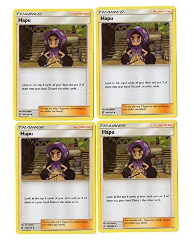 Trainer Card Set - Hapu - 200/236 - Sun Moon Unified Minds - Supoorter Card Lot x4