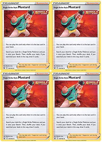 Pokemon Trainer Card Set - Single Strike Style Mustard - 132/163 - Battle Styles - Sword & Shield - x4 Supporter Card Lot
