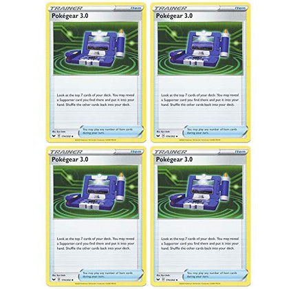 Pokemon Card - Pokegear 3.0 - Sword and Shield Base - x4 Card Lot Playset - 174/202 Uncommon