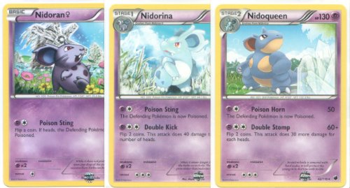 Pokemon Nidoqueen, Nidorina and Nidoran Female - Rare Card Evolution Set (Plasma Freeze #40, #41 and #42)