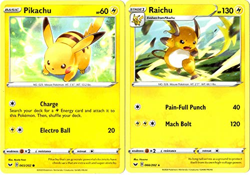 Pokemon Sword & Shield Evolution Set - Raichu & Pikachu - 066/202 - Ra –  Dan123yal Toys+