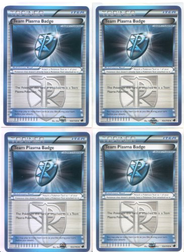 Pokemon x4 Team Plasma Badge (Plasma Freeze #104/116) Card Playset [Trainer-Item]