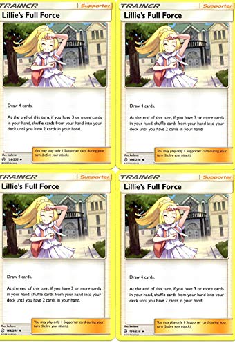 Pokemon Trainer Set - Lillie's Full Force 196/236 - Sun Moon Cosmic Eclipse - 4 Supporter Card Lot