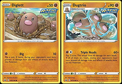 Chilling Reign Dugtrio - Evolution Card Lot - Dugtrio Rapid Strike 072/198 - Rare 2 Card Lot