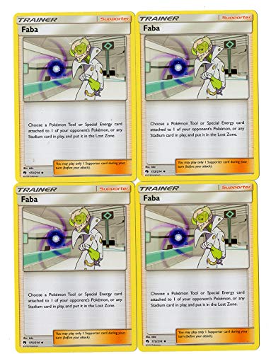 FABA 173/214 - Sun Moon Lost Thunder - Trainer Card Set - x4 Supporter Card Lot (Playset)