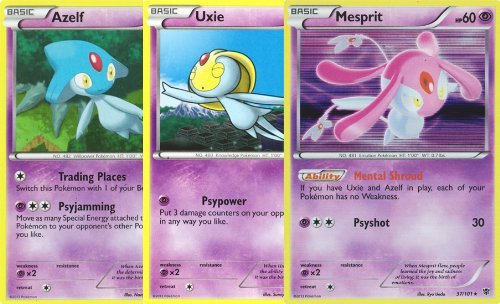 Pokemon Azelf, Mesprit and Uxie - Rare and Holo-Foil Card Set (Plasma Blast #36, #37 and #38/101)
