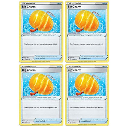 Pokemon Card - Big Charm - Sword and Shield Base - x4 Card Lot Playset - 158/202 Uncommon