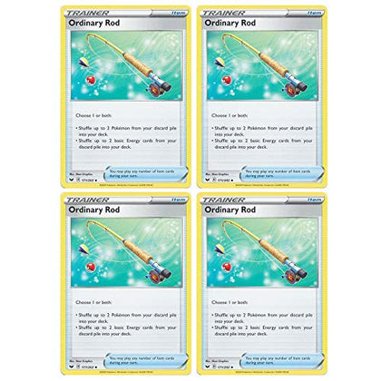 Pokemon Card - Ordinary Rod - Sword and Shield Base - x4 Card Lot Playset - 171/202 Uncommon