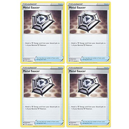 Pokemon Card - Metal Saucer - Sword and Shield Base - x4 Card Lot Playset - 170/202 Uncommon