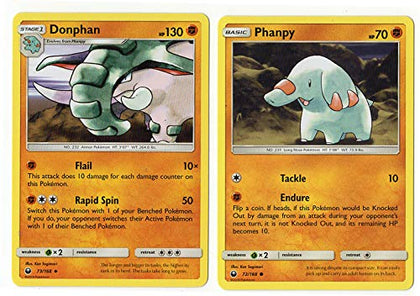 Pokemon Evolution Lot - DONPHAN PHANPY 73/168 - Sun Moon Celestial Storm - 2 Card Lot - Rare