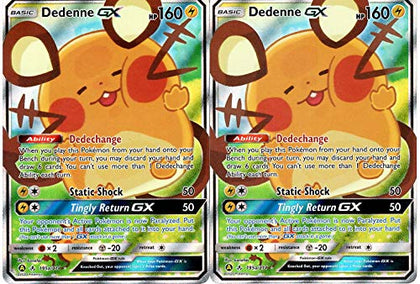 Pokemon Card Lot - x2 Dedenne GX - 195a/214 - Unbroken Bond - Full Art Alternate Foil