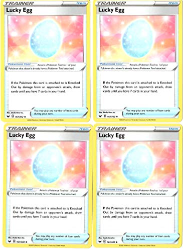 Pokemon Trainer Card Set - Lucky Egg 167/202 - Sword & Shield SWSH1- x4 Tool Card Lot