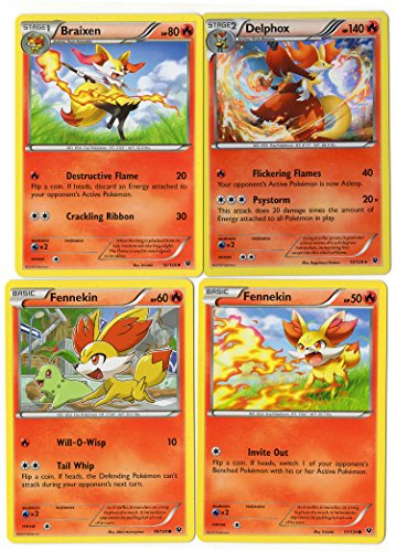 Pokemon Evolution Set - DELPHOX/BRAIXEN/Fennekin - 13/124 XY Fates Collide - Holo Rare Card LOT