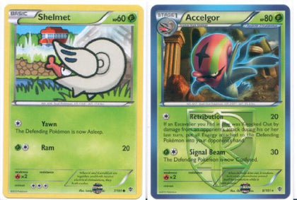 Pokemon Shelmet and Accelgor - Rare Card Evolution Set (Plasma Blast #7/101 and #8/101)