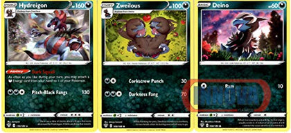 Pokemon Evolution Set - Hydreigon 110/189 - Darkness Ablaze Sword & Shield - Rare Card Lot