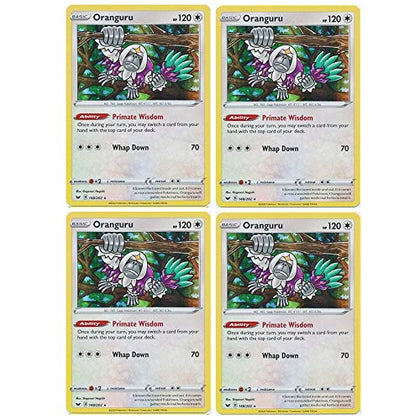 Pokemon Card - Oranguru - Sword and Shield Base - x4 Card Lot Playset - 148/202 Holo Rare