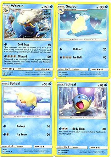 Pokemon Evolution Set - Walrein 52/236 - Sun Moon Cosmic Eclipse - Rare - 4 Card Lot