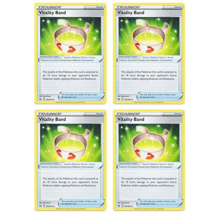 Pokemon Card - Vitality Band - Sword and Shield Base - x4 Card Lot Playset - 185/202 Uncommon