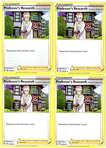 Pokemon Trainer Card Set - Professor's Research - Magnolia 178/202 - Sword & Shield - X4 Non Holo Card Lot
