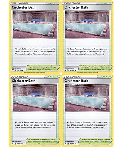 Pokemon Trainer Set - Circhester Bath 150/185 - Sun Moon Vivid Voltage - x4 Stadium Card Lot