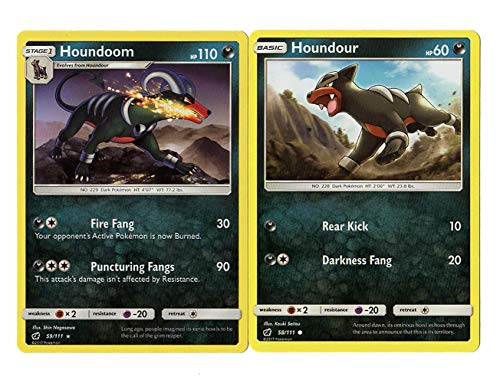 Pokemon Evolution Set - HOUNDOOM HOUNDOUR 59/111 - Sun Moon Crimson Invasion - Rare Card LOT