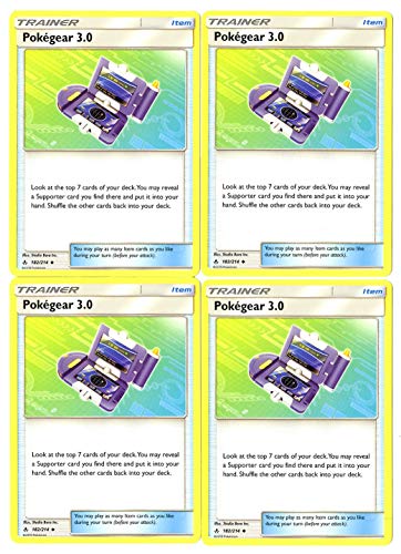 Trainer Card Play Set - PokeGear 3.0-182/214 - Sun Moon Unbroken Bonds - 4 Card Lot