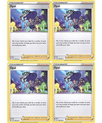 Pokemon Trainer Set - Opal 158/185 - Sun Moon Vivid Voltage - x4 Supporter Card Lot